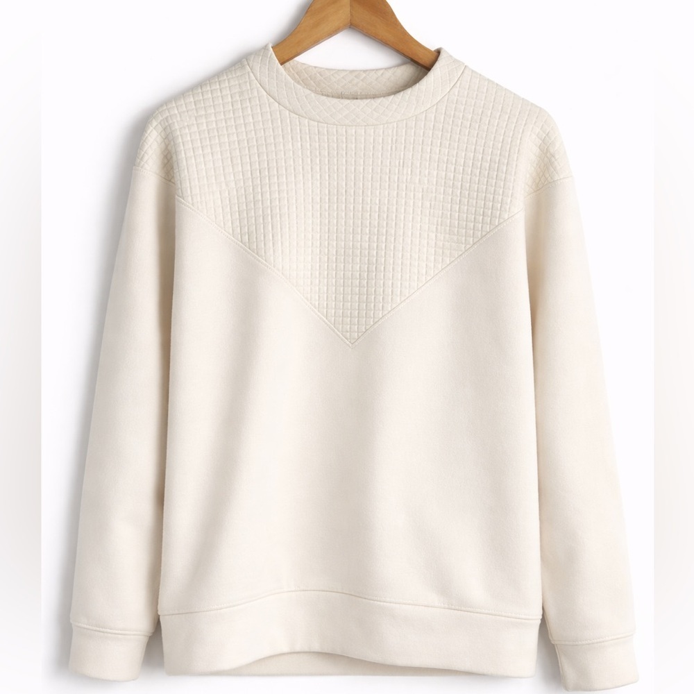 Dudley Stephens Cream Crew Neck Vello Fleece with Waffle detail.
